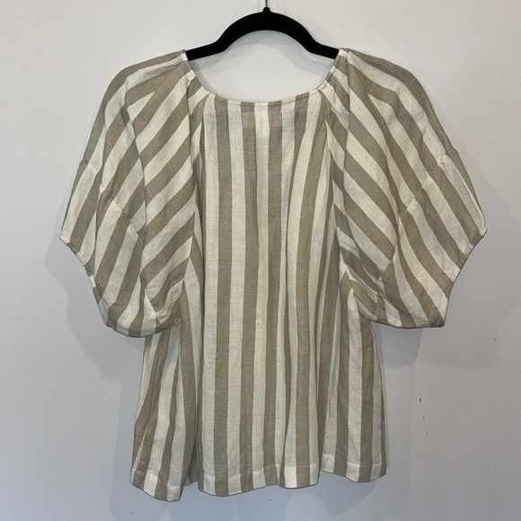 Velvet By Graham & Spencer Katy Striped V-Neck Linen Top - Picture 8 of 9